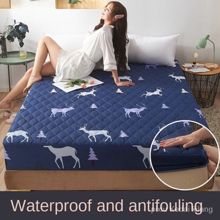 Protector de colchón impermeable sábanas acolchadas engrosadas sábana bajera ajustable individual/Queen/King Size ultrasónico sábanas acolchadas 9XHr (8)
