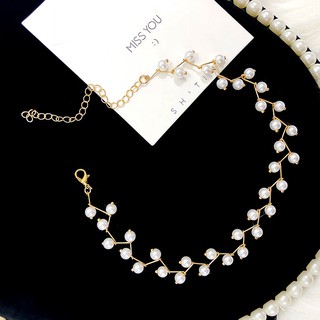 Cadena de clavícula de moda europea y americana, collar de perlas dorado hecho a mano, hermoso collar de novia para mujer