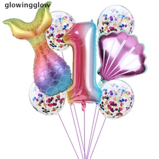 glwg globos de fiesta de sirenita de 32 pulgadas 0-9 números de papel de aluminio globo decoración de fiesta brillo
