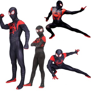 Spider-Man Into the Spider-Verse Kids Adult Costume Miles Morales Cosplay Outfit Halloween Gift
