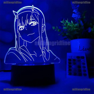 mico anime darling en el franxx zero two anime 3d led decoración lámpara figura luz de noche 210824