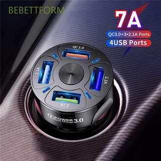 bebettform nuevo 4 puertos usb universal carga rápida cargador de coche automático adaptador de teléfono inteligente práctico qc 3.0 pantalla led/multicolor