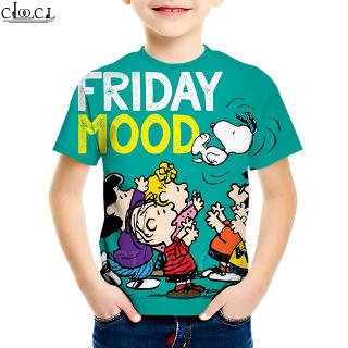 Cloocl Comics PEANUTS Snoopy niño camisetas impresión 3D niño de dibujos animados Tops