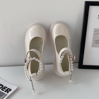 Zapatos de cuero pequeños de estilo británico retro japonés para mujer 2021 primavera nueva palabra de hadas de perlas con suela gruesa zapatos Mary Jane