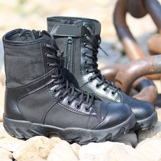 Botas de los hombres de la parte superior alta táctica botas militares botas de lona al aire libre senderismo zapatos resistentes al desgaste antideslizante