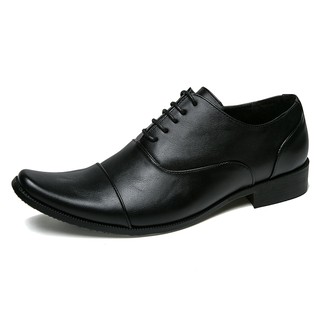 Hombres Formal cordones zapatos de cuero vestido puntiagudo dedo del pie zapatos de vadear negro