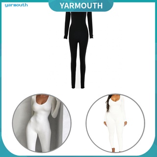 yarmouth pijama inferior mono de color sólido flaco de las mujeres mono de manga larga actividad streetwear