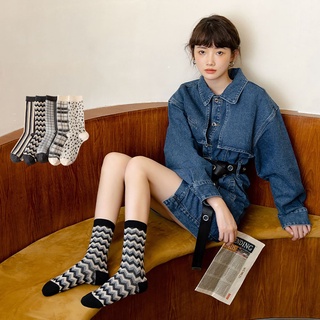 maahs casual medio tubo calcetines cómodos mujeres hosiery cuadros calcetines onda estrellas fresco algodón punto transpirable estilo coreano calcetines (8)