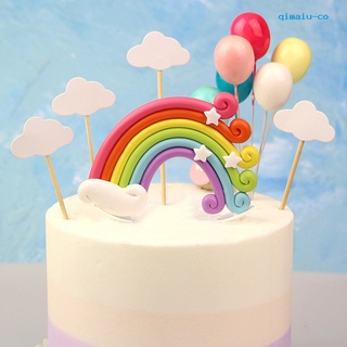 qm- bandera para tartas arco iris, fiesta de cumpleaños, boda, decoración para hornear