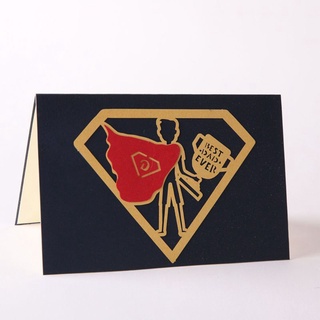 Colo 1 pieza 3D tarjeta del día del padre padre tarjetas de felicitación me encanta papá tarjeta papá tarjeta de cumpleaños con sobre para el día más lejano de agradecimiento de cumpleaños suministros - Superman papá (6)