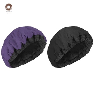 [listo stock] 2 piezas de acondicionamiento profundo de calor vapor gorra microwavable micro-cabello tapón de tratamiento térmico gorra púrpura y negro