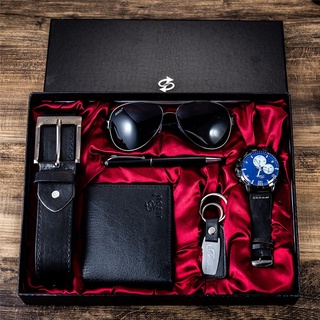 Set de regalo para hombre exquisito reloj de embalaje + cartera de cinturón creativo Simple combinación conjunto-6pcs/Set