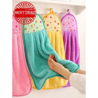 Coral terciopelo suministros de baño suave toalla absorbente paño colgante cocina J9O2