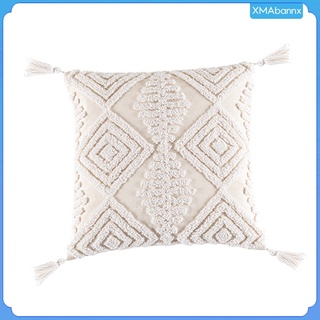 fundas de almohada de algodón tejido de lino decorativo fundas de almohada borlas cama (4)