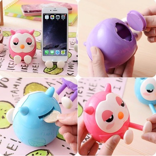 Hot Cute 2 in 1 Phone Stent The Owl Stents Money Box Plastic Holder