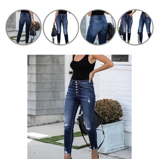 seedeal jeans agradables a la piel borla de cintura alta de las mujeres jeans bolsillos streetwear
