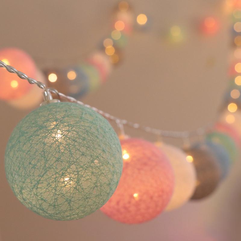 20 led de algodón bola globo cadena de luces de hadas dormitorio boda