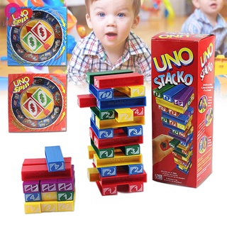 Uno Jenga Classic Game Stacko Game Blocks Tumbling Tower Stacking Board Games for Kids Adults