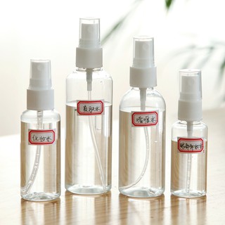 Botella de spray pequeña de plástico transparente de viaje, cosméticos portátiles, botella empaqueta