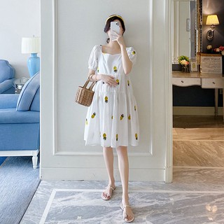 > Vestido de maternidad Vestido de verano Vestido de maternidad 2020 Versión coreana Vestido de lactancia de longitud media de verano suelto < (4)
