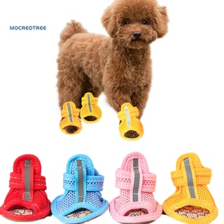 [suministros para mascotas] 4 piezas zapatos para mascotas de color sólido antideslizante suela de goma sandalias de perro zapatos para exteriores