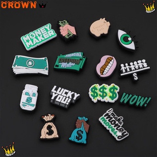 CROWN Cute Shoe Charms Birthday Gifts Fit for Clog Shoes Money Maker Bracelet Wristband Decorations PVC Shoes Decorations Party Favors for Adult Teens Kids Fashion Shoe Decoration Charms