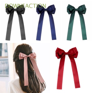 DOWNFACTION Women Girl French Barrette Satin Ponytail Holder Ribbon Bow Hair Clips Hair Accessories Elegant Headwear Hair Bow Clips Bowknot Hairpins