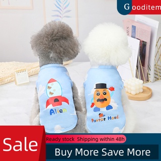gooditem cachorro camiseta de dibujos animados impresión cuello redondo poliéster transpirable mascota blusa chaleco para la vida diaria