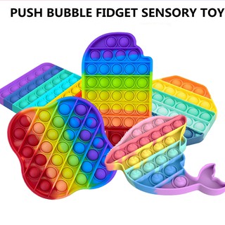 Nuevo arcoiris Among Us Pop Its Redondo Fidget juguete Push Bubble Alivio de estrés Para niños Pop It Tiktok