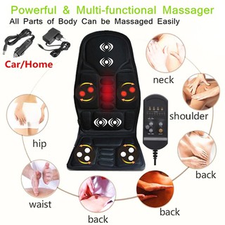 Cojín masajeador de espalda calentado vibrante para asiento de coche, masaje con mando a distancia adecuado para coche,