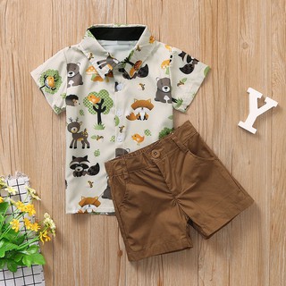 camiseta con estampado de oso de dibujos animados para bebé/niños+pantalones cortos