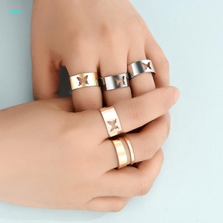 Onm 5 pzs anillos Vintage huecos De mariposa lindos anillos De apertura ajustable Banda anillo De Dedo Para mujeres niñas joyería regalos
