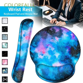 COLORFALLL Smooth Keyboard Pad Ergonomic Wrist Rest Mouse Mat Hand Support Mice Pad Home Office Non Slip Memory Foam
