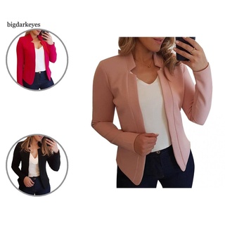 🙌 bd moda color sólido sin botón blazer mujeres manga larga slim fit traje chaqueta abrigo Su2c