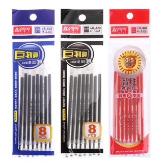 RA 8Pcs/Set 0.5mm Tip Gel Ink Pen Refills Smooth Writing Study Office Supplies