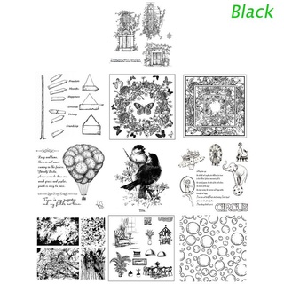 Negro mariposa pájaro silicona transparente sello DIY diario Scrapbooking relieve álbum de fotos decorativo tarjeta de papel artesanía