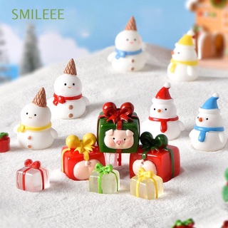 Christmas Miniature Micro Landscaping Snowman Figurine Gift Box Statues Desktop Ornament Home Decor
