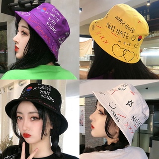 insCoreano calle de moda marca Graffiti cubo sombrero femenino japonés verano estudiante versátil pareja sombrilla cubo sombrero hombre (7)