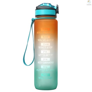Botella De agua De 1000 Ml con Marcador De tiempo libre BPA deportes popote Para oficina gimnasio Fitness Ciclismo