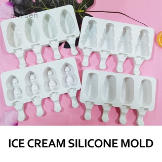 moldes de helado y palos, 2 moldes de silicona de 4 cavidades de helado con 50 varillas de madera, moldes de paletas libres de bpa, moldes reutilizables de pop de hielo para el hogar, bricolaje, tartas, mini bandejas de helado