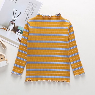 Toddler Baby Kids Girls Ruched Striped Tops T-shirt Casual Clothes