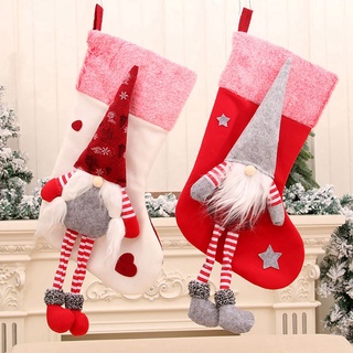 2 medias de navidad, medias de navidad decoraciones, santa claus regalo bolsa de caramelo para navidad fiesta fiesta decoración del hogar (4)