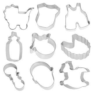 ott. Baby Shower Cookie Cutter Set Stainless Steel Biscuit Mold Bib Nipple Baby Pants (4)