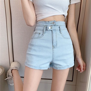 Pantalones cortos de mezclilla para las mujeres Casual angustiado Sexy delgado cintura alta Vintage flaco suelto coreano moda ancho pierna elástica