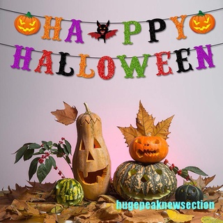 [L] 1 juego de banderas de tiro de letras feliz Halloween bandera de fiesta escena decoración