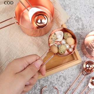 [cod] 8 tazas medidoras de acero inoxidable de oro rosa y cucharas grabadas medidoras calientes