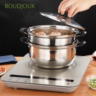 boudjouk - olla de cocina para cocinar al vapor, uso general, olla de sopa, multiusos, antiadherente, de acero inoxidable, doble mango con estante de vapor