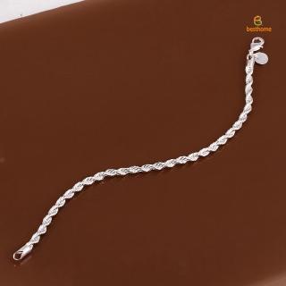 Bh nueva pulsera de diseño de cuerda trenzada de plata esterlina 925 para hombre/mujer Unisex (5)