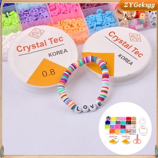 Polymer Clay Spacer Beads Flat Round Polymer Clay Craft Beads for Bracelet