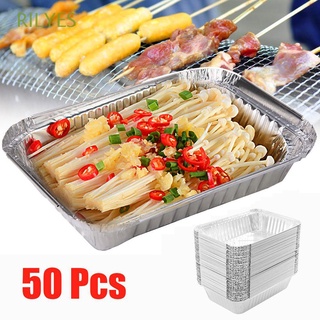 RILYES Disposable BBQ Drip Pan Recyclable Kitchenware Grease Drip Pan Tin Outdoor Replacement Barbecue Aluminum Foil 50 Pcs Kitchen Supplies/Multicolor